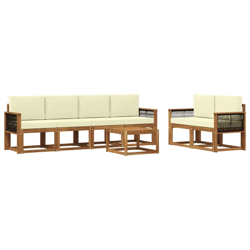 Set di divani da esterno con cuscino 6 pcs Naturale e Crema