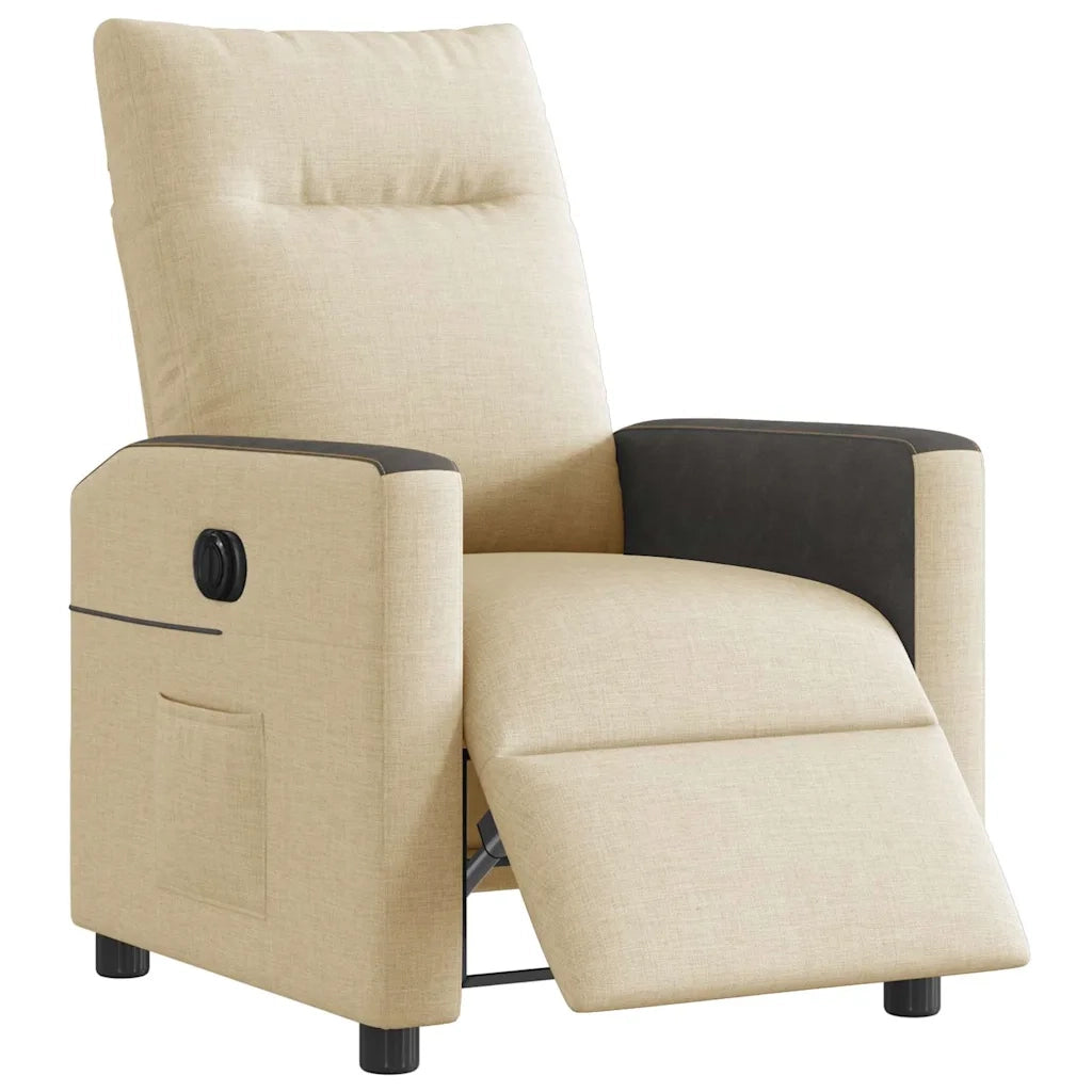 Poltrona | Sedia Relax Elettrica Reclinabile Crema in Tessuto