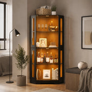 Vetrina in MDF nera con LED RGB, 60x60x165 cm