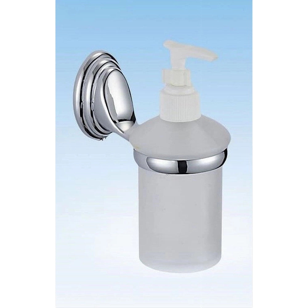 Trade Shop - Dispenser Porta Sapone Liquido Vetro Satinato Fissaggio Parete Bagno Circle 52028 -