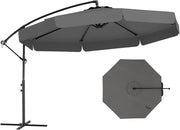 Ombrellone rotondo deportato, Φ 305 cm, Ombrellone da giardino pieghevole, angelo regolabile da 0 a 35°, base incrociata, ombrellone su piedistallo, φ290 cm, altezza 250 cm, per balcone