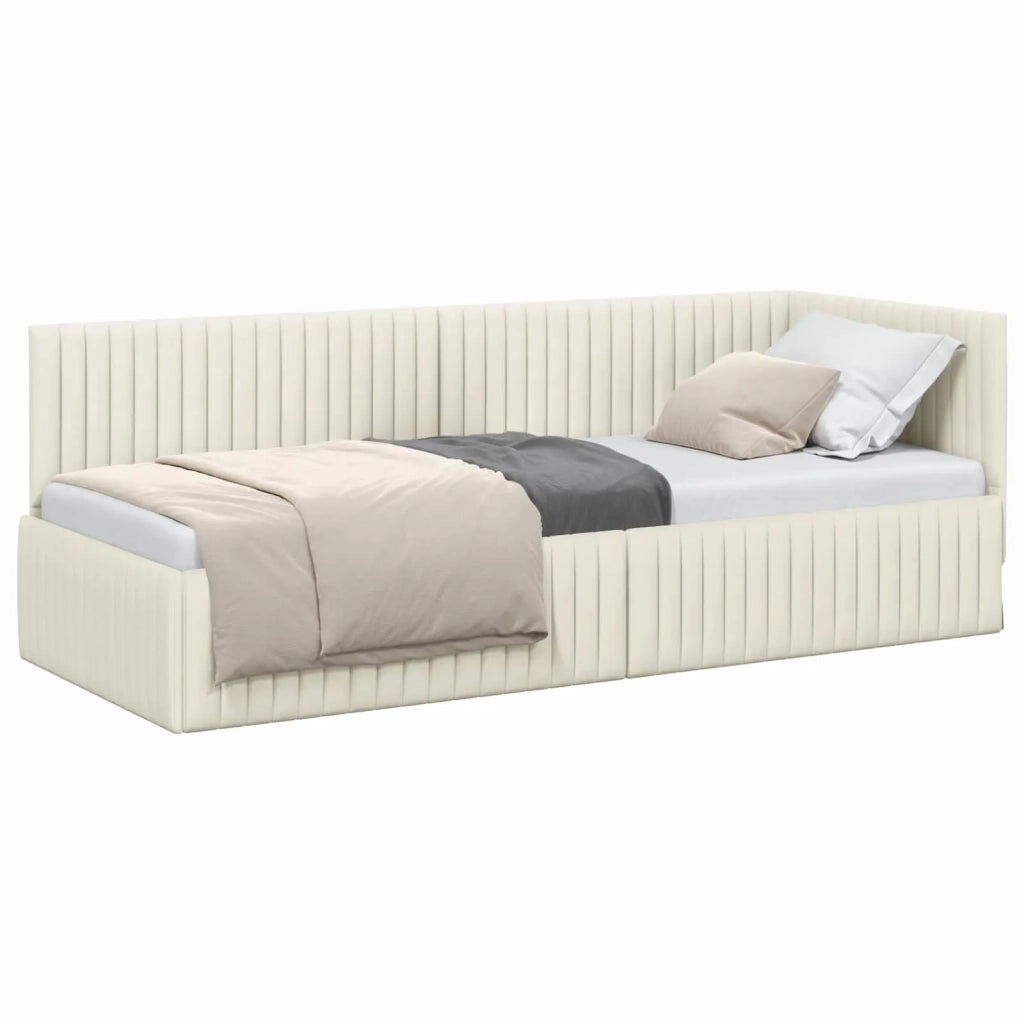 Cornice del letto ad angolo Crema 80 cm x 200 cm Velluto 42016253