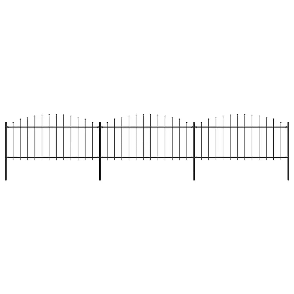 Recinzione da giardino con punta a lancia in acciaio 504x75 cm nera 277705