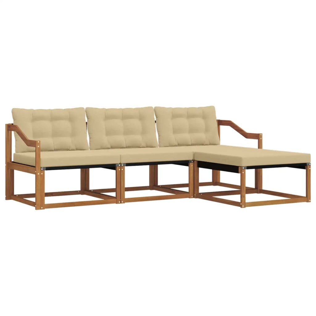 Set di divani da esterno con cuscino 4 pcs Naturale e Beige