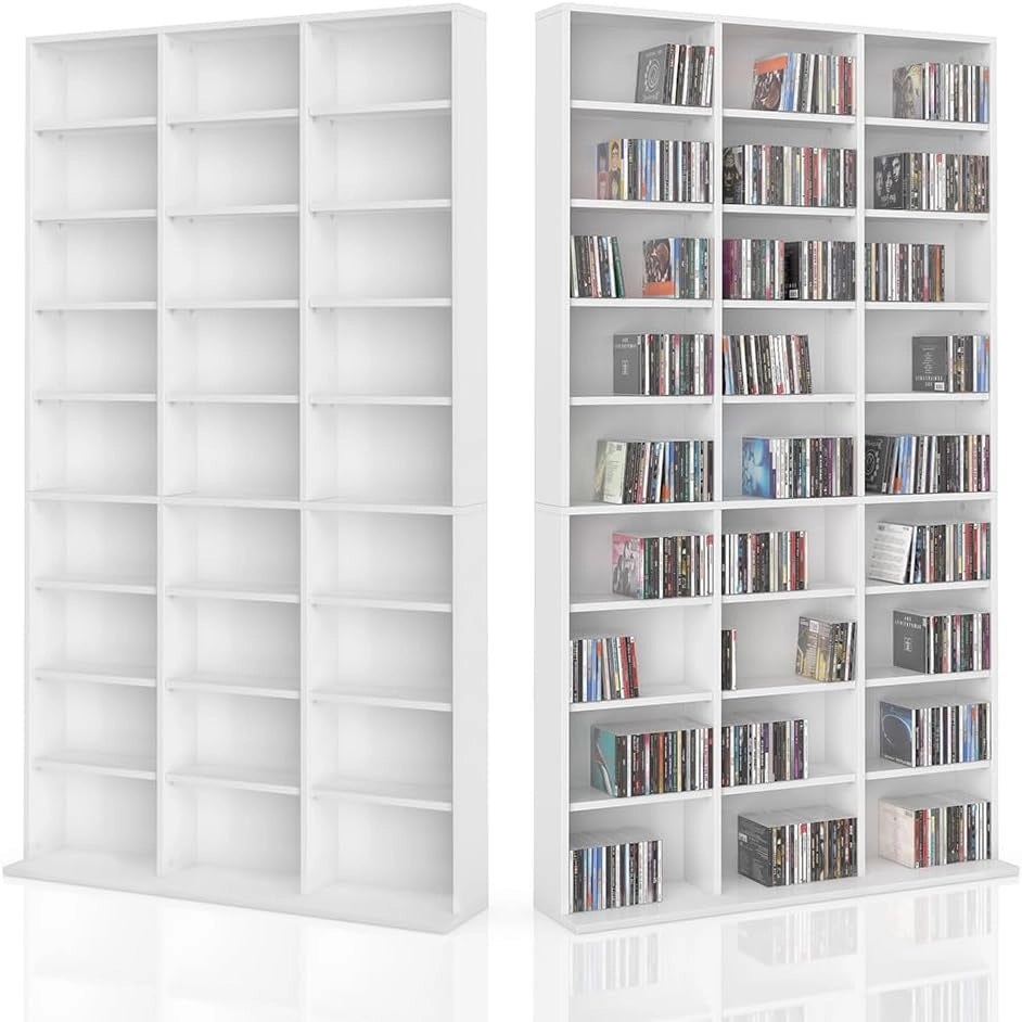 Scaffale porta cd Jukebox, Bianco, 102 x 178 cm