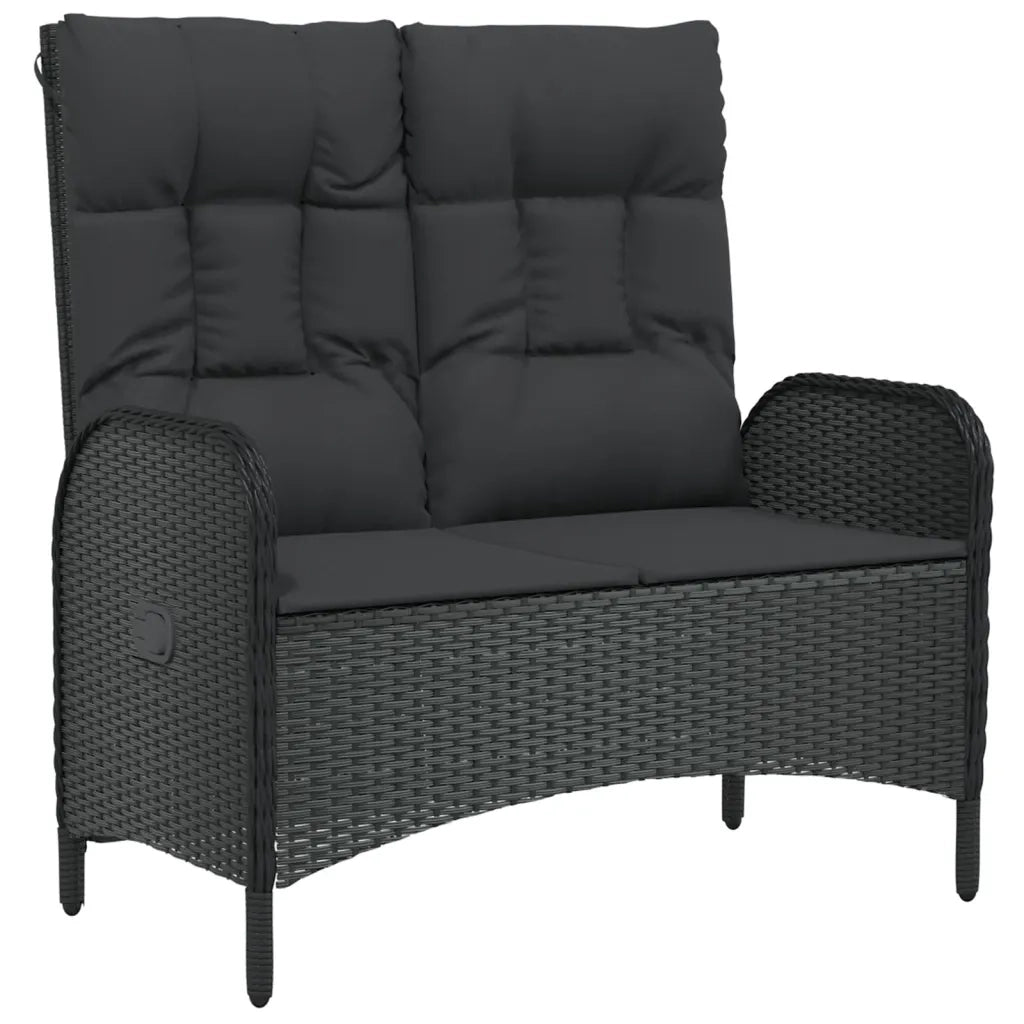 Set da Pranzo da Giardino 5 pz Nero con Cuscini in Polyrattan