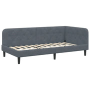 Letto singolo | Letto per adulti | Cornice del letto ad angolo Grigio scuro 90 x 200 cm Velluto