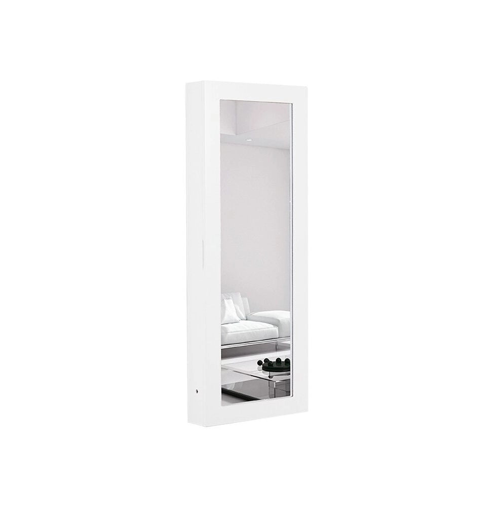 Mobile da parete con asse da stiro e specchio; MDF bianco; 105 x 43;5 x 16 cm