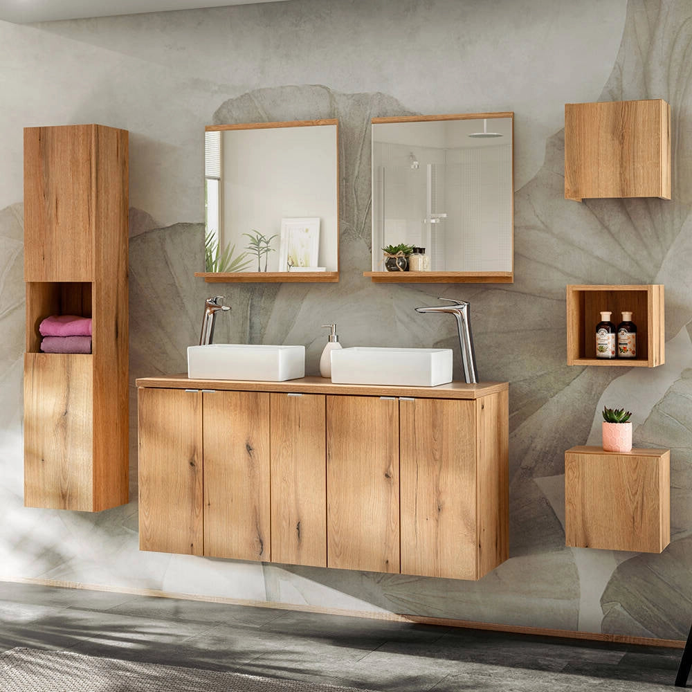 Mensola da Parete NEWPORT con Scomparto Aperto 27x25x21 cm - Effetto Rovere [en.casa]