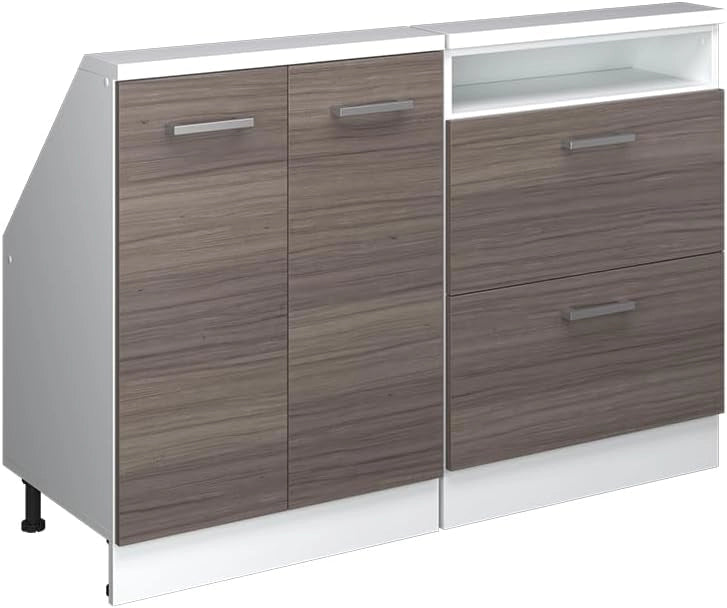 Mobile cucina sottotetto R-Line, Grigio prezioso/bianco, 120 cm Set di 2