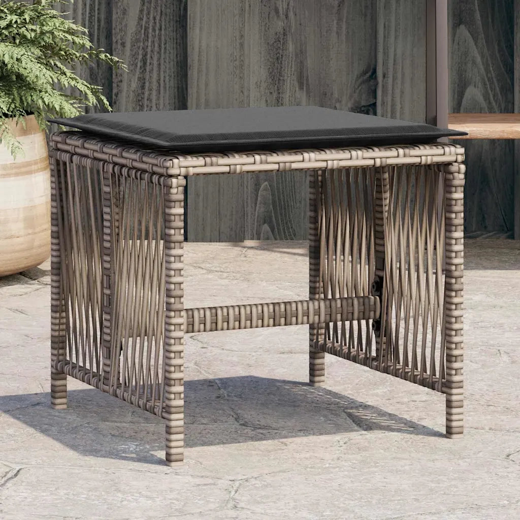 Sgabelli Giardino con Cuscini 4 pz Grigi 41x41x36cm Polyrattan CFW8048324