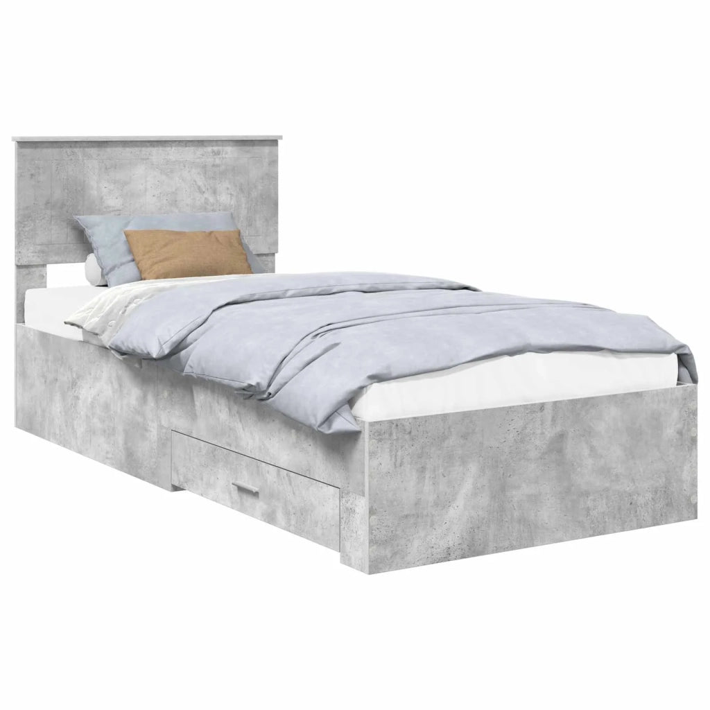 Struttura del letto con testiera Grigio cemento 90 x 200 cm 3410943