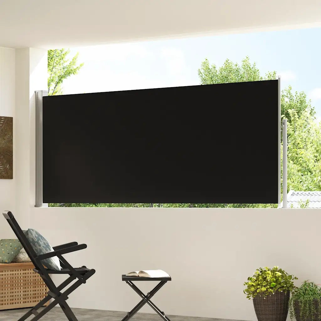 Tenda da Sole Laterale Retrattile 117x314 cm Nera 45359