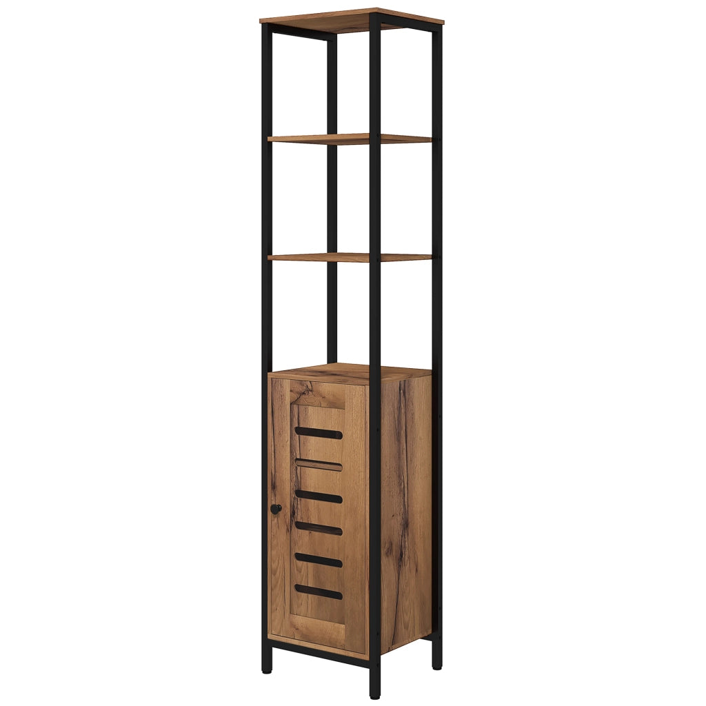 Colonna Bagno Stretto con Ante a Lame ¨C Zephmum ¨C Marrone R¨²stico 37x30x167 cm