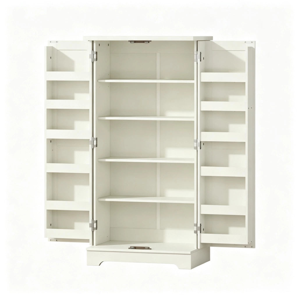Ampio mobile da cucina, dispensa con scomparti ben organizzati, elegante mobile contenitore