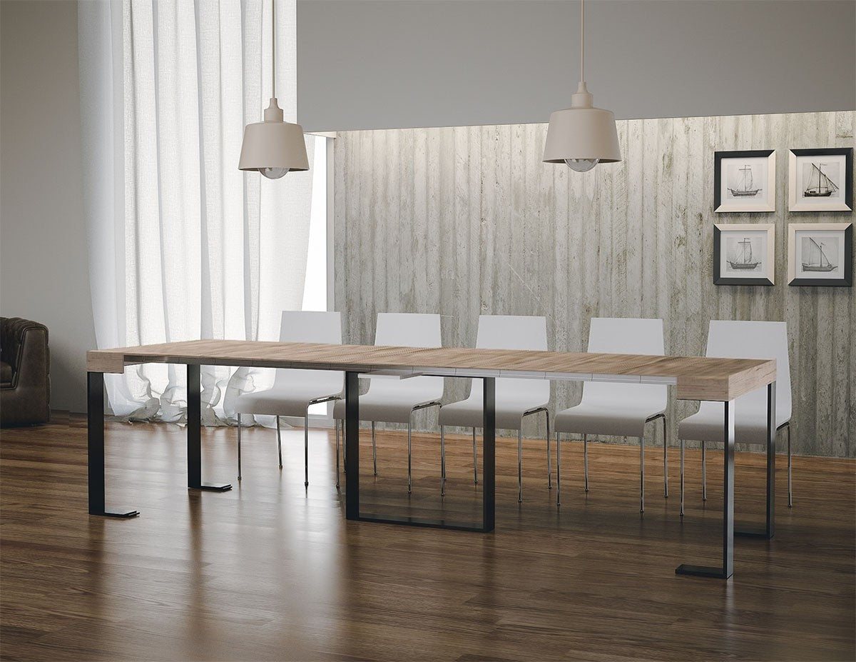 Consolle Allungabile in Legno e Ferro H77x40x90/300cm Futura Rovere Classica