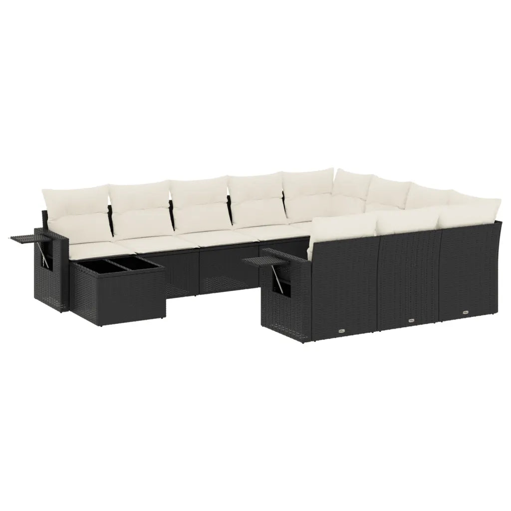 Set Divani da Giardino 11 pz con Cuscini in Polyrattan Nero 3220725