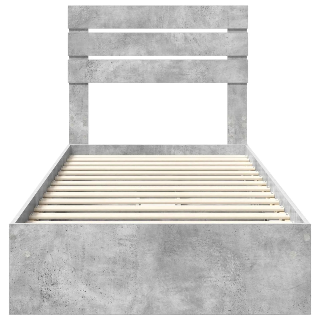Letto con Contenitore con testiera Grigio cemento 90 x 200 cm
