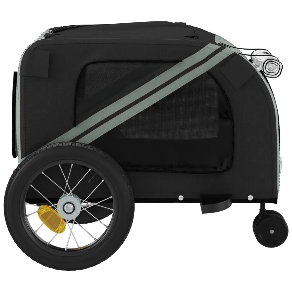Rimorchio da Bici per Animali Grigio e Nero Oxford e Ferro CFW7209191