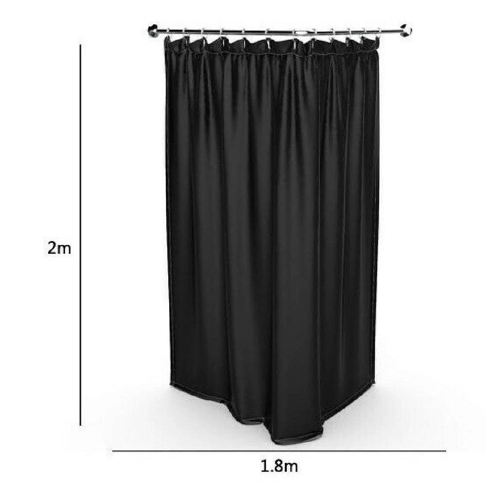 Trade Shop - Tenda Doccia Antimuffa Impermeabile 180 X 200 Cm Con Anelli Bagno Nera 69768 -