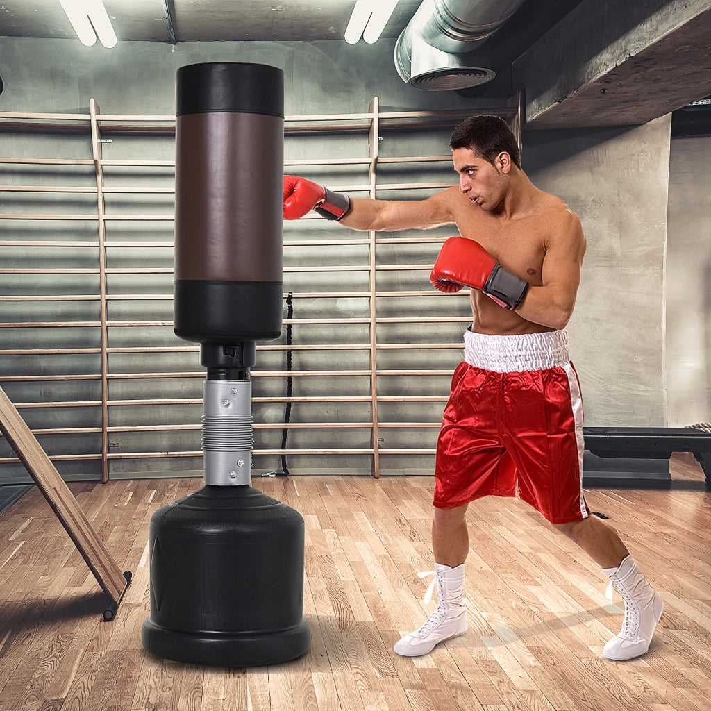 Sacco da boxe regolabile in altezza ¨C zephmum ¨C nero e marrone 158-186 cm