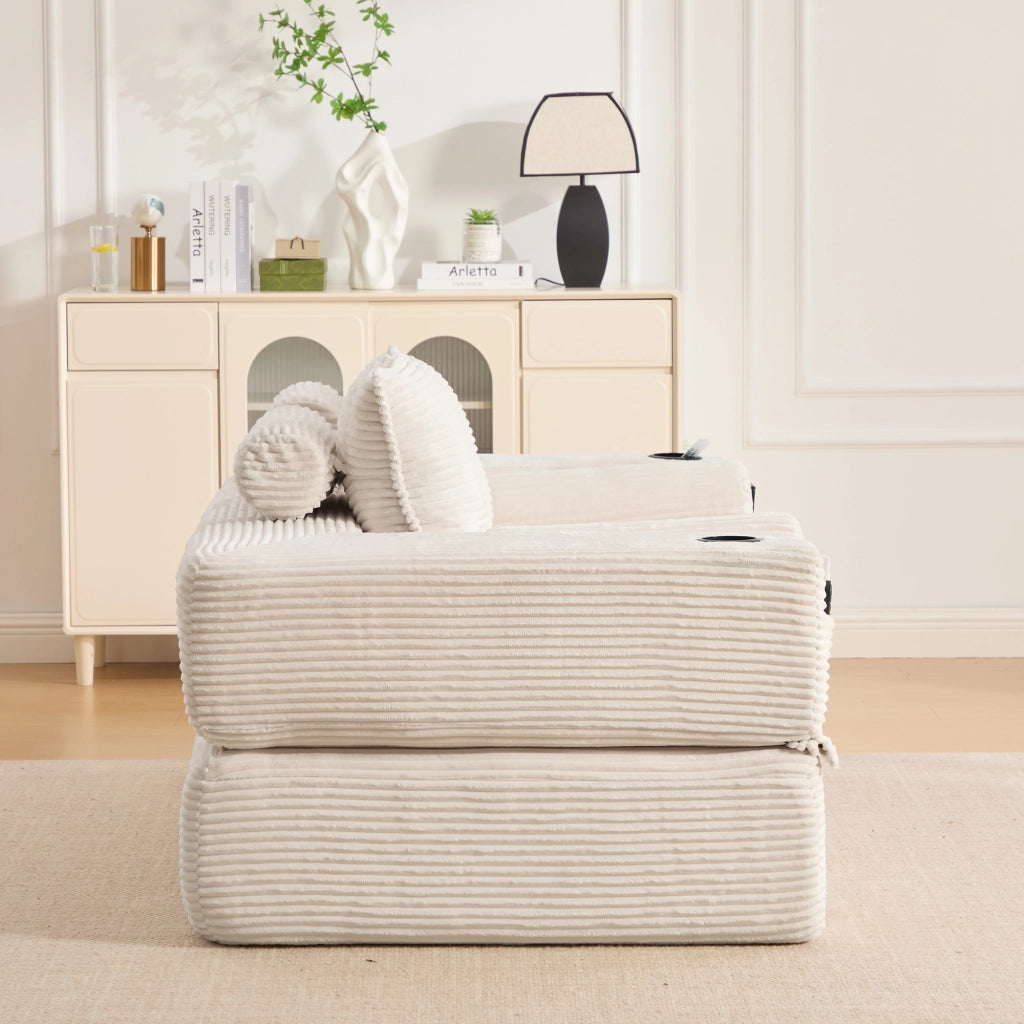DIVANO LETTO 180x98x80 cm in corduroy beige