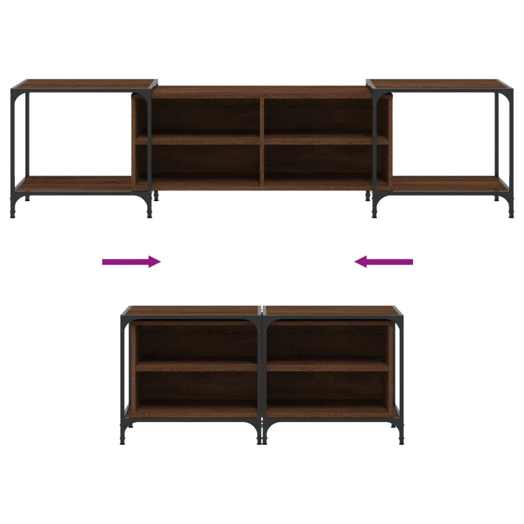 Mobile TV multimediale scaffale TV mobile TV sala da pranzo soggiorno camera da letto rovere 203 x 37 x 50 cm legno ingegnerizzato marrone 02_0027208