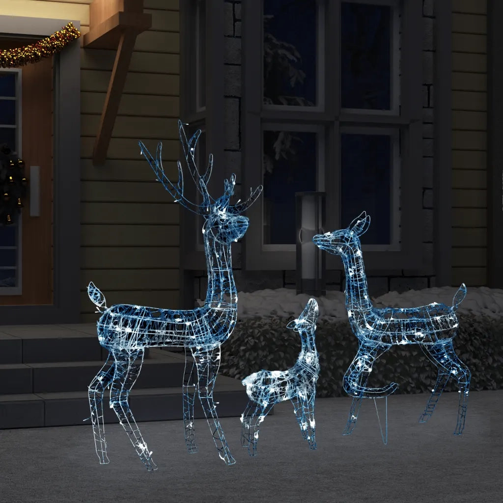Famiglia di Renne di Natale 300 LED Bianco Freddo in Acrilico
