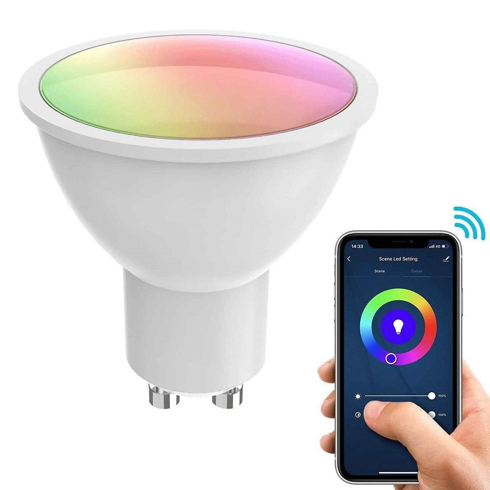 Trade Shop - Faretto Smart Gesso Led Gu10 Wifi Incasso Quadrato Scomparsa Rgb Cct Alexa Google -