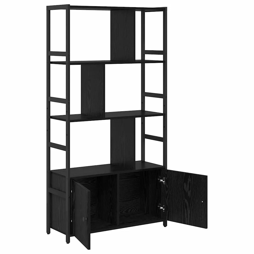Libreria-Scaffale per Libri-Mobile di Stoccaggio Rovere Nero 80 x 30 x 155,5 cm Legno multistrato