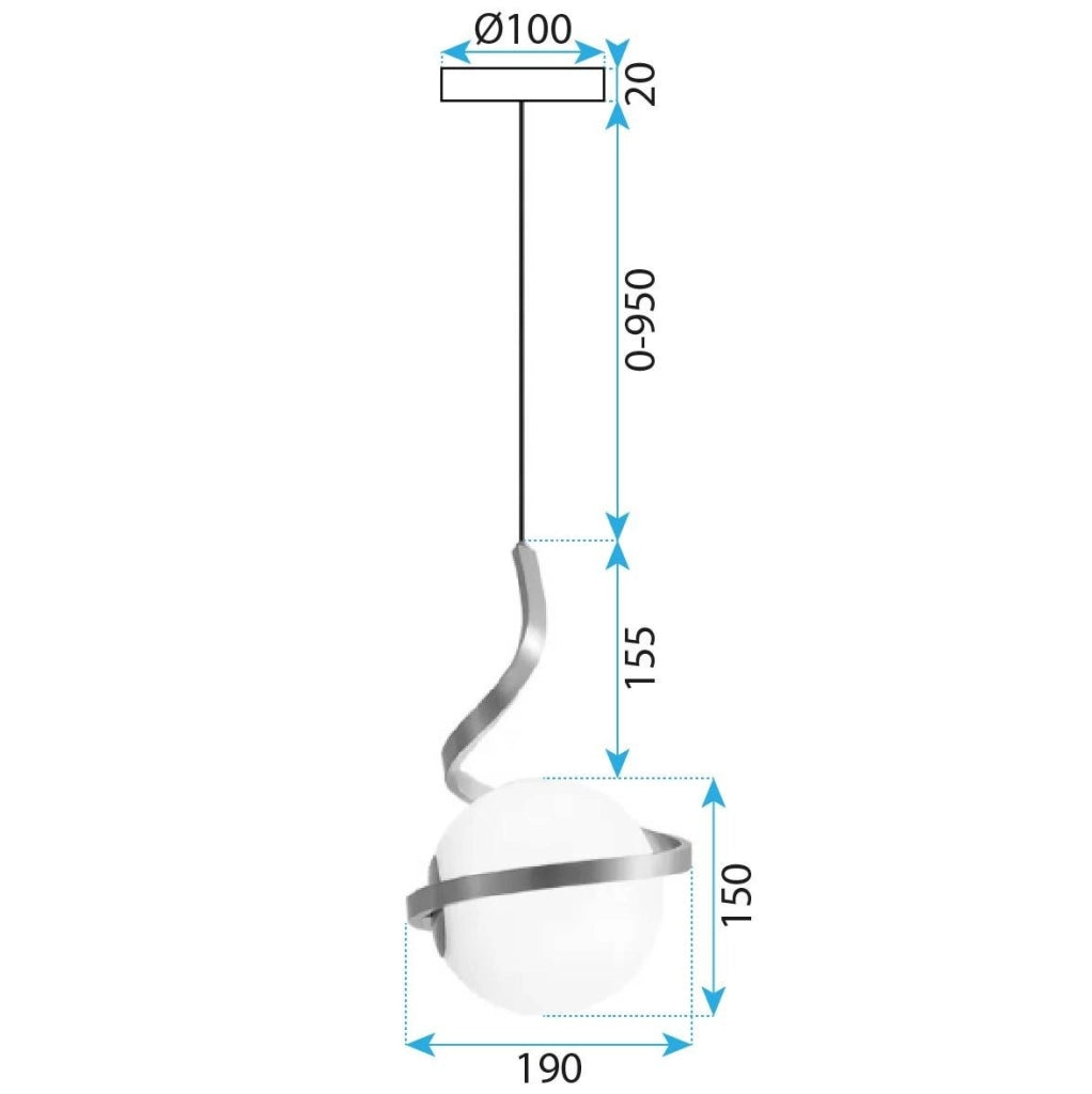 Lampada A Sospensione A Spirale Con Sfera In Vetro APP1733-1CP Oro