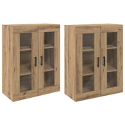 Set di 2 pensili con ante in vetro per un contenimento efficiente 69,5 x 34 x 90 cm finitura rovere ingegnerizzato 02_0056068