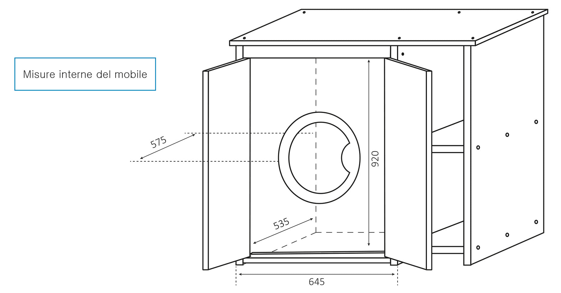 Coprilavatrice da Esterno in PVC 95x60x94 cm 2 Ante con Ripiani Laterali Laundry Bianco