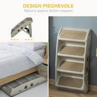 Scaletta per Cani Pieghevole 4 Gradini 67x38x49,5 cm in Plastica Grigio