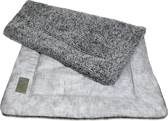Mat per cani, 80 x 55 cm, per uso domestico e all'aperto, lavabile, disponibile in 3 misure, coperta per cani, cuscino per cani, coperta per cani imbottita, di lana, grigio.