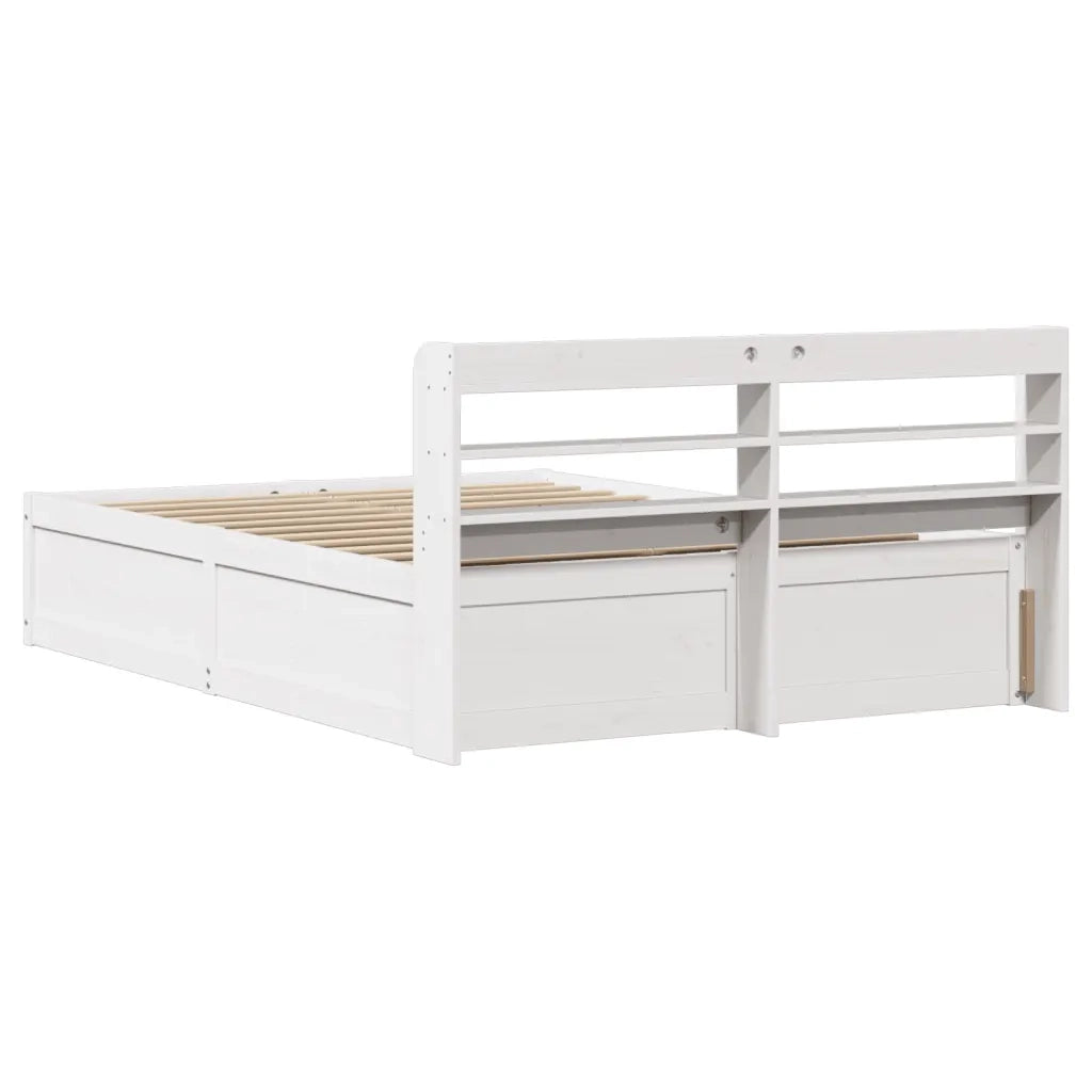 vidaXL Giroletto con Testiera Bianco 140x190 cm in Legno Massello Pino