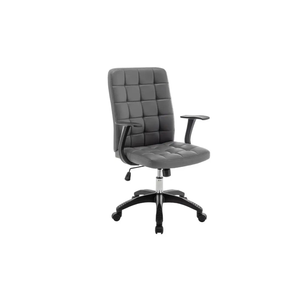 Sedia da ufficio KARDEN – Tessuto grigio – Braccioli – Girevole – Piedi in metallo – Design ergonomico e contemporaneo