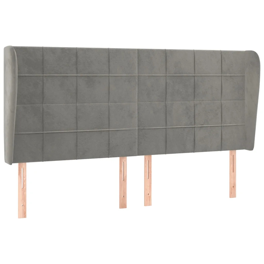 Testiera | Testata ad Orecchio Grigio Chiaro 163x23x118/128 cm in Velluto