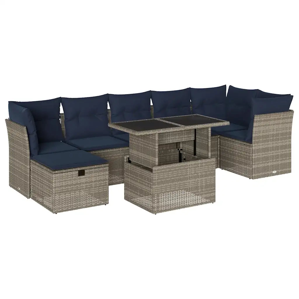 Set Divani da Giardino 8 pz con Cuscini Grigio in Polyrattan 3274671