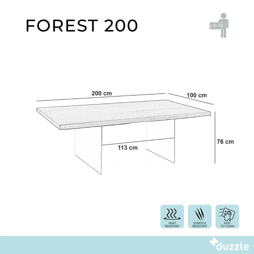 Tavolo da pranzo fisso in legno impiallacciato rovere termocotto Forest 200x100 cm fino a 10 posti Made in Italy | Duzzle