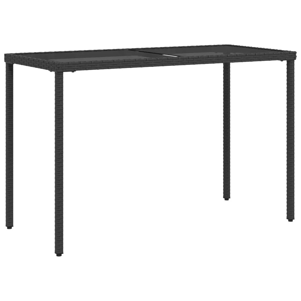 Tavolo da Giardino Piano in Vetro Nero 115x54x74 cm Polyrattan 365072