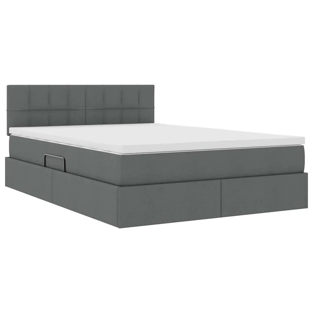 Letto con contenitore LED e materasso Grigio Scuro 140 x 200 cm