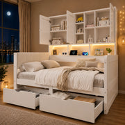 Letto 90x200 con contenitore, LED, USB e testiera imbottita