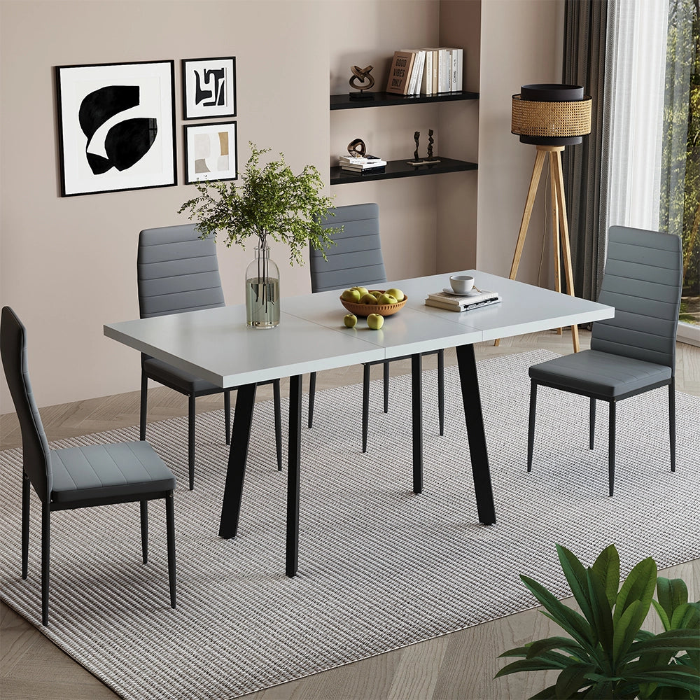 Vicco tavolo da pranzo allungabile Bianco/nero 160 x 80 cm con piano d'appoggio allungabile