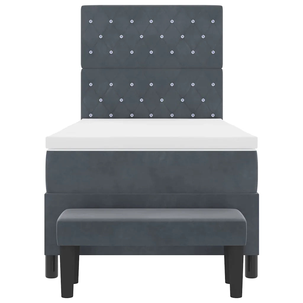 Letto a molle con testiera Grigio scuro 100 x 200 cm Velluto 3344427