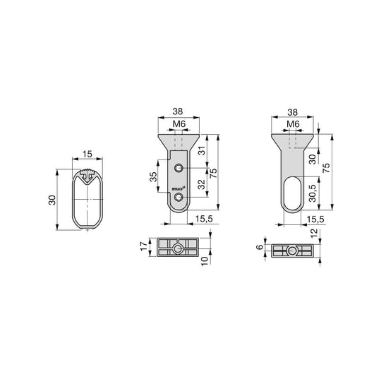 Kit Tubo per Armadio Silk L 1,15 m Anodizzato Opaco Alluminio e Tecnoplastica Emuca