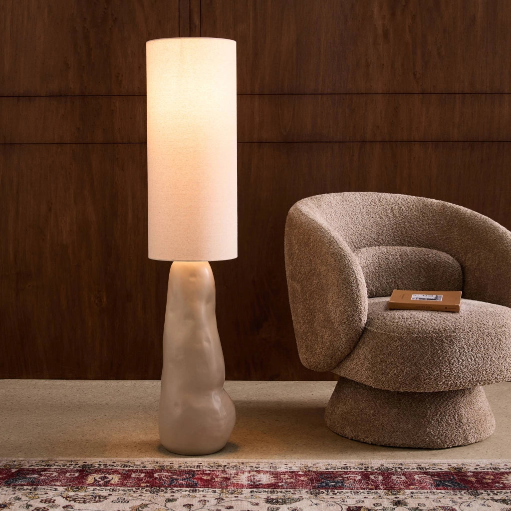 Lampada da terra per interno in ceramica e tessuto, ø27cm, talpa