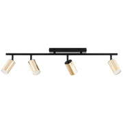 Plafoniera moderna nera barra 75 cm 4 spot oro GU10