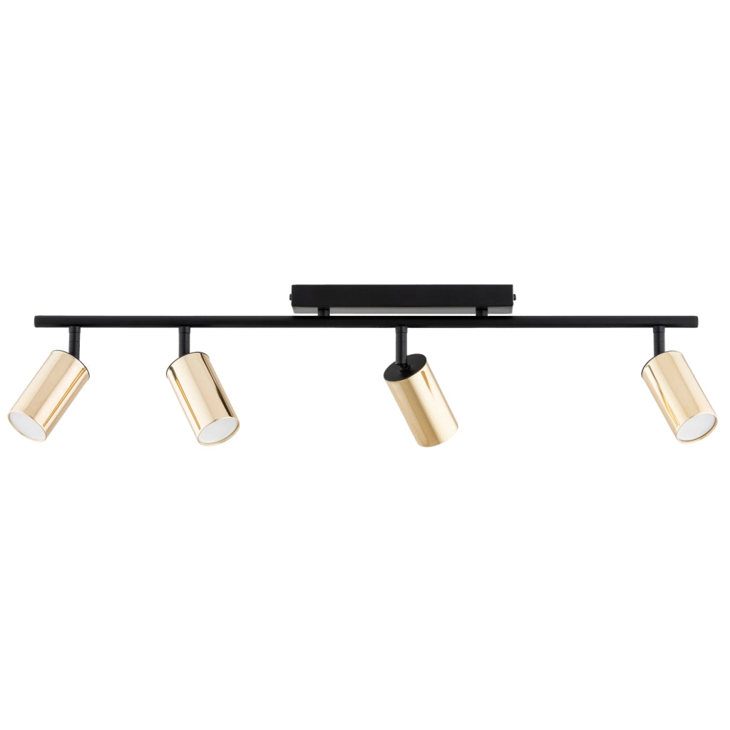 Plafoniera moderna nera barra 75 cm 4 spot oro GU10