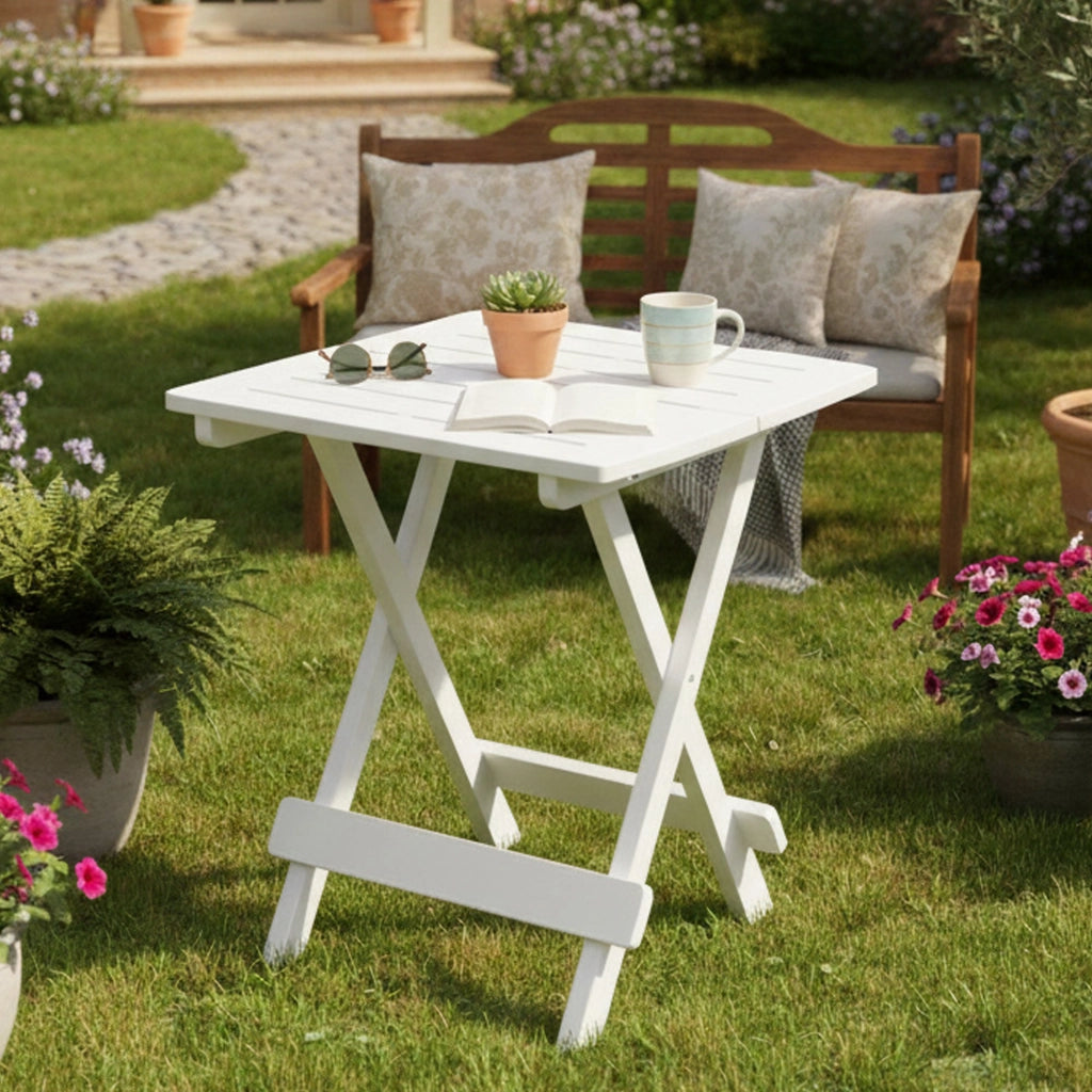 Elpino, Tavolo da Esterno 2 Posti Made in Italy, 44x44x50h cm Bianco